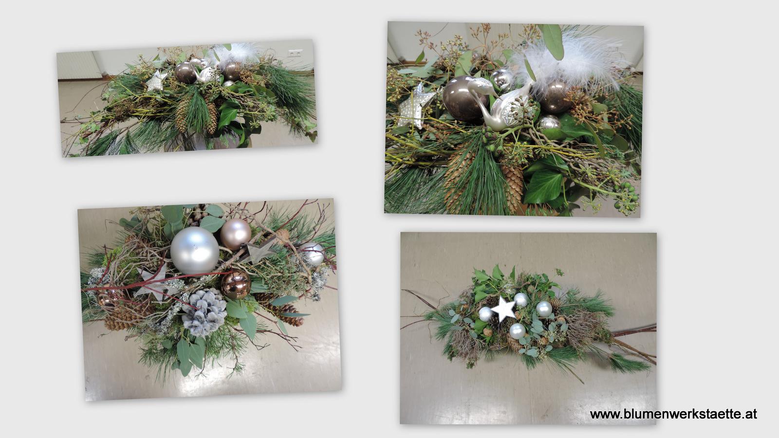 Silber +weisser Weihnachtstrauß Weisser Weihnachststrauß