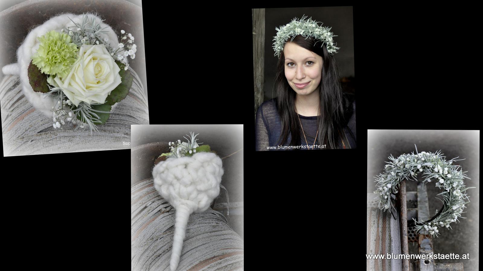 Brautstrauß + Kopfkranz 